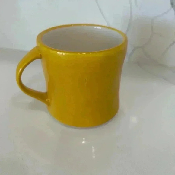 Anthropologie Monogram Letter K Hand Painted Yellow mustard Coffee Mug Cup - Picture 2 of 4